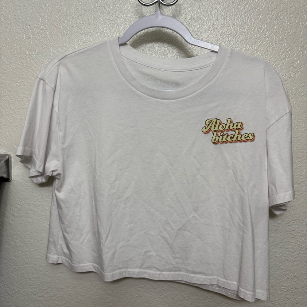 Aloha Bitches White Crop Top